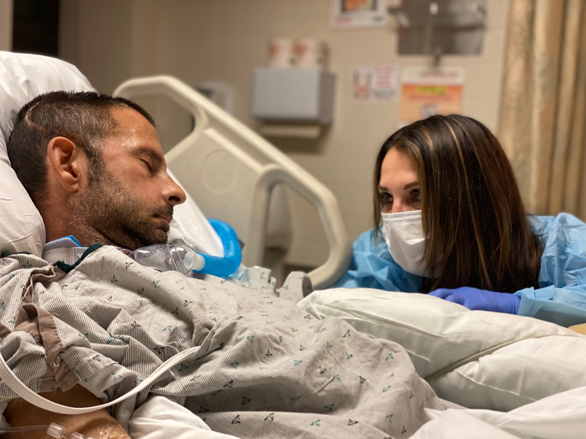 Chris and his Mom after much healing, but still in ICU